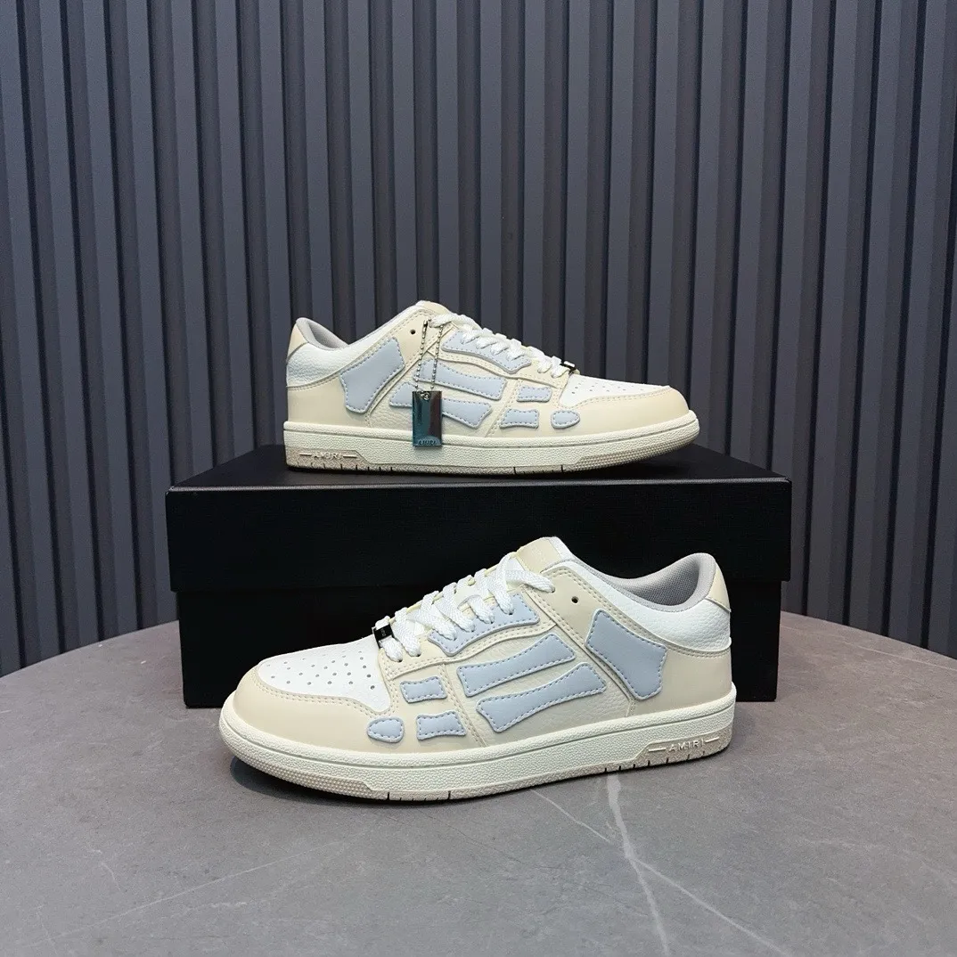 Men's men's shoes 💰600 AMIRI high street sneakers with bone sports shoes, toe layer cowhide upper, upper side bones, hand-stitched, good three-dimensional effect, customized metal LOGO, size 38-45 46